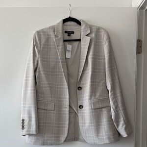 Ann Taylor Women's Light Gray Plaid Blazer